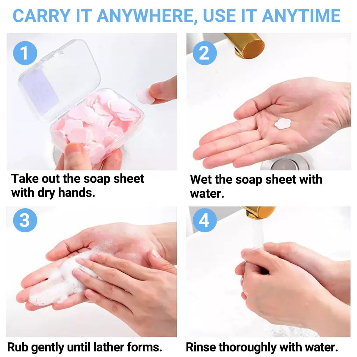Portable Fruit Scented Paper Soap Sheets - 450 Single-Use Travel Hand Wash Tablets