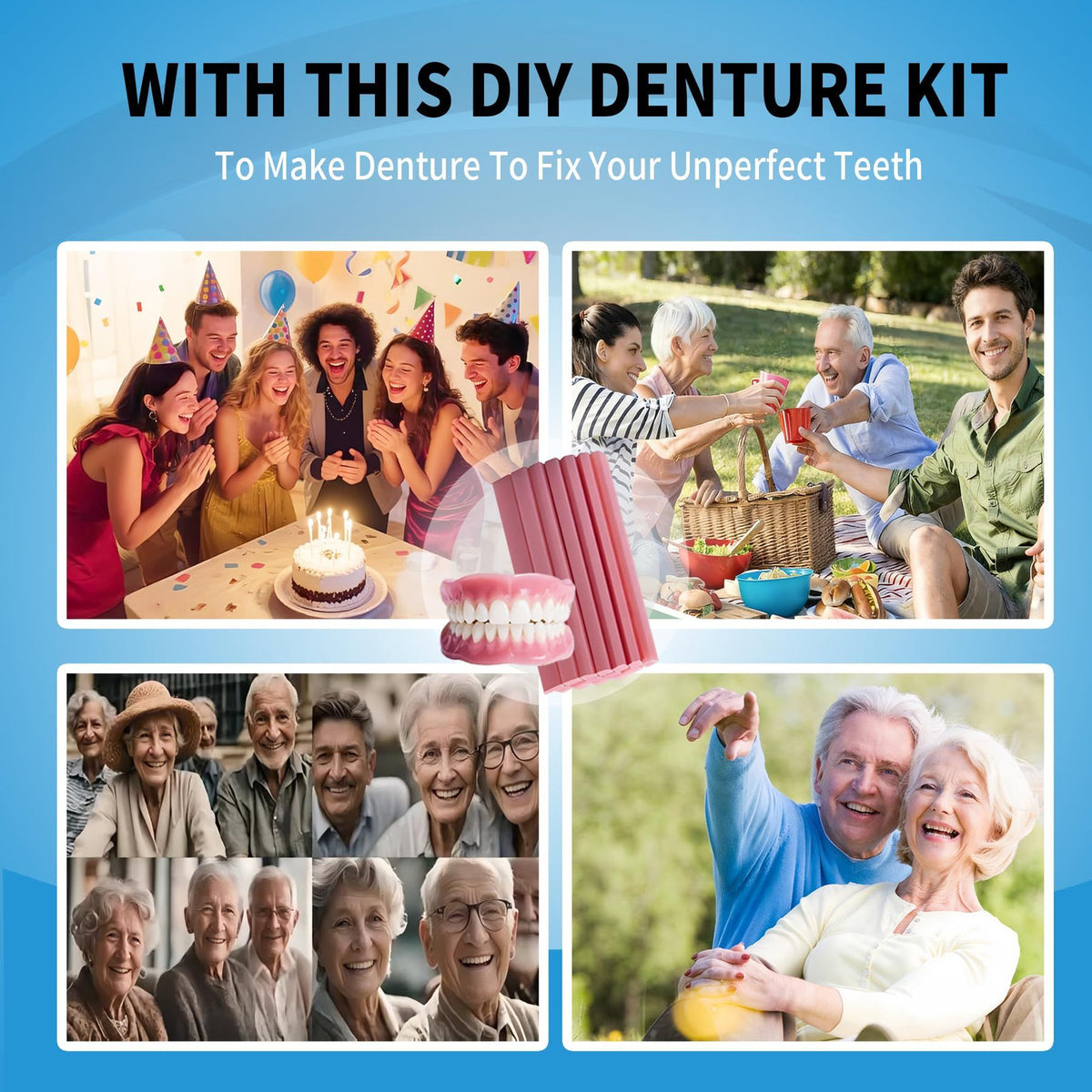 DIY Denture Temporary Veneers Kit for Women and Men - Natural White, Pack of 1
