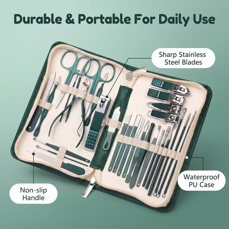 30-Piece Manicure & Pedicure Grooming Kit with Nail Clippers and Tools