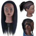 Black Mannequin Head for Hair Braiding Cosmetology Practice - 21 Inch Layered Synthetic Hair