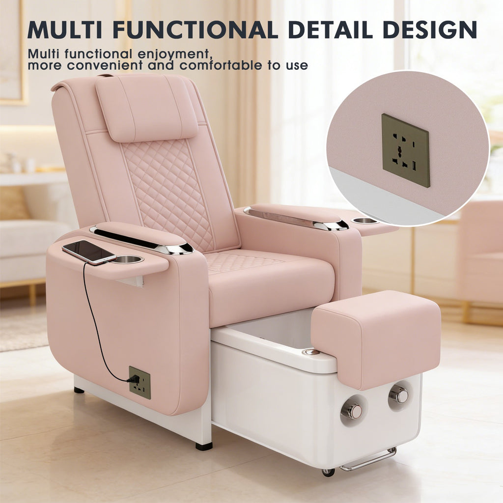 Reclining Pedicure Spa Chair with Massage & Foot Basin - Salon & Spa