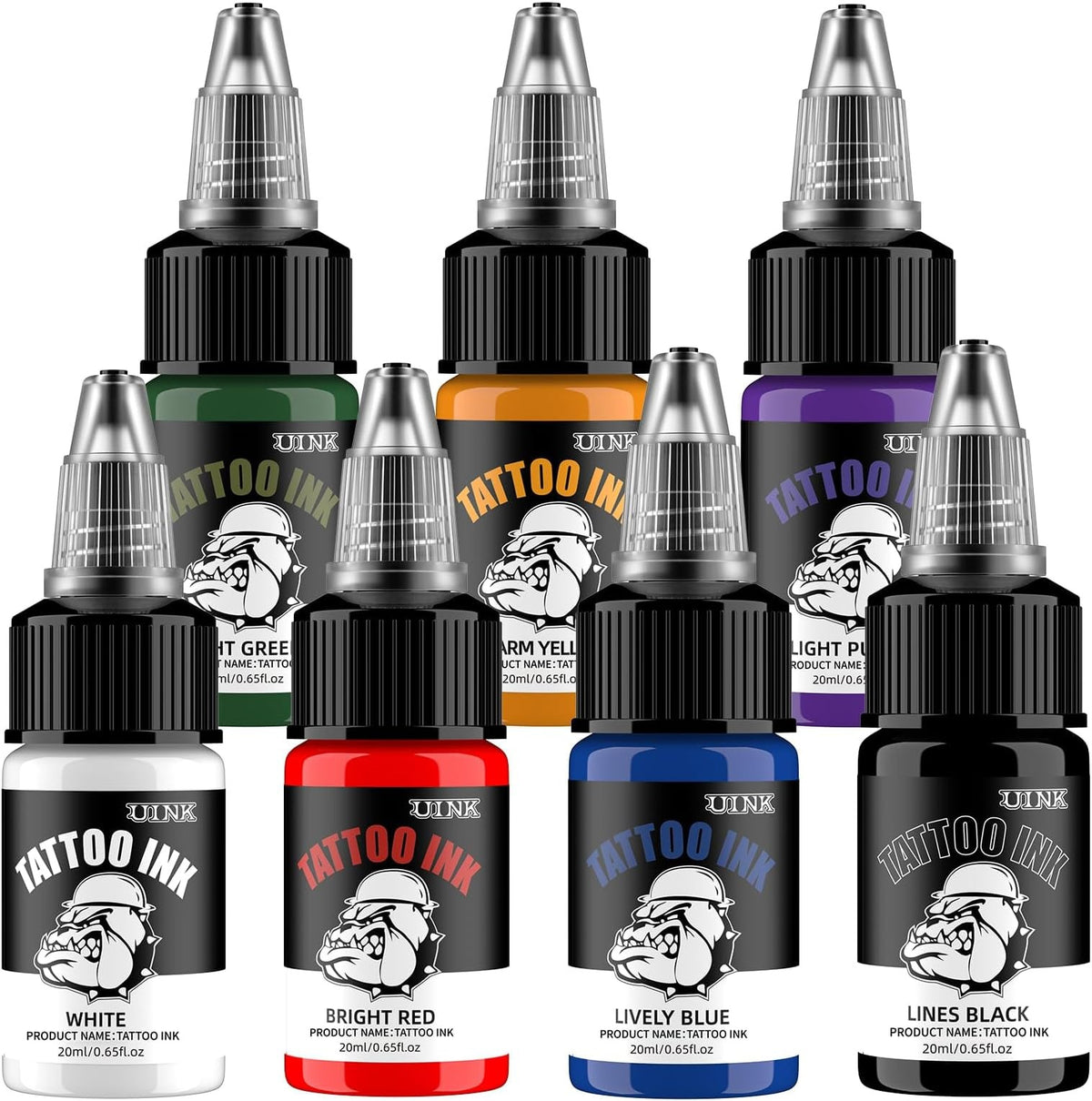 Tattoo Ink Set 7 Colors 0.65oz/20ml Long Lasting Body Art Inks