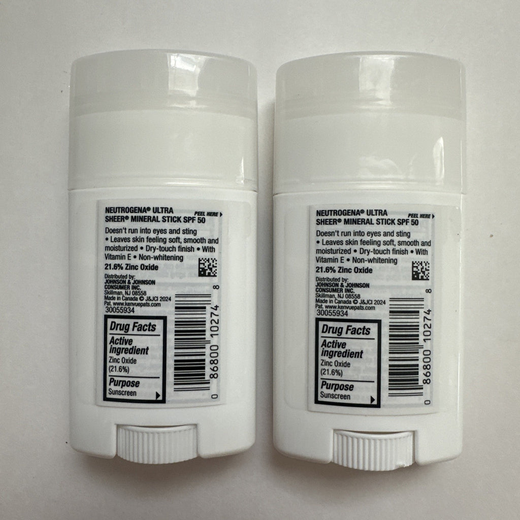 SPF 50 Mineral Face & Body Sunscreen Stick – UVA UVB Protection, 1.5oz x 2