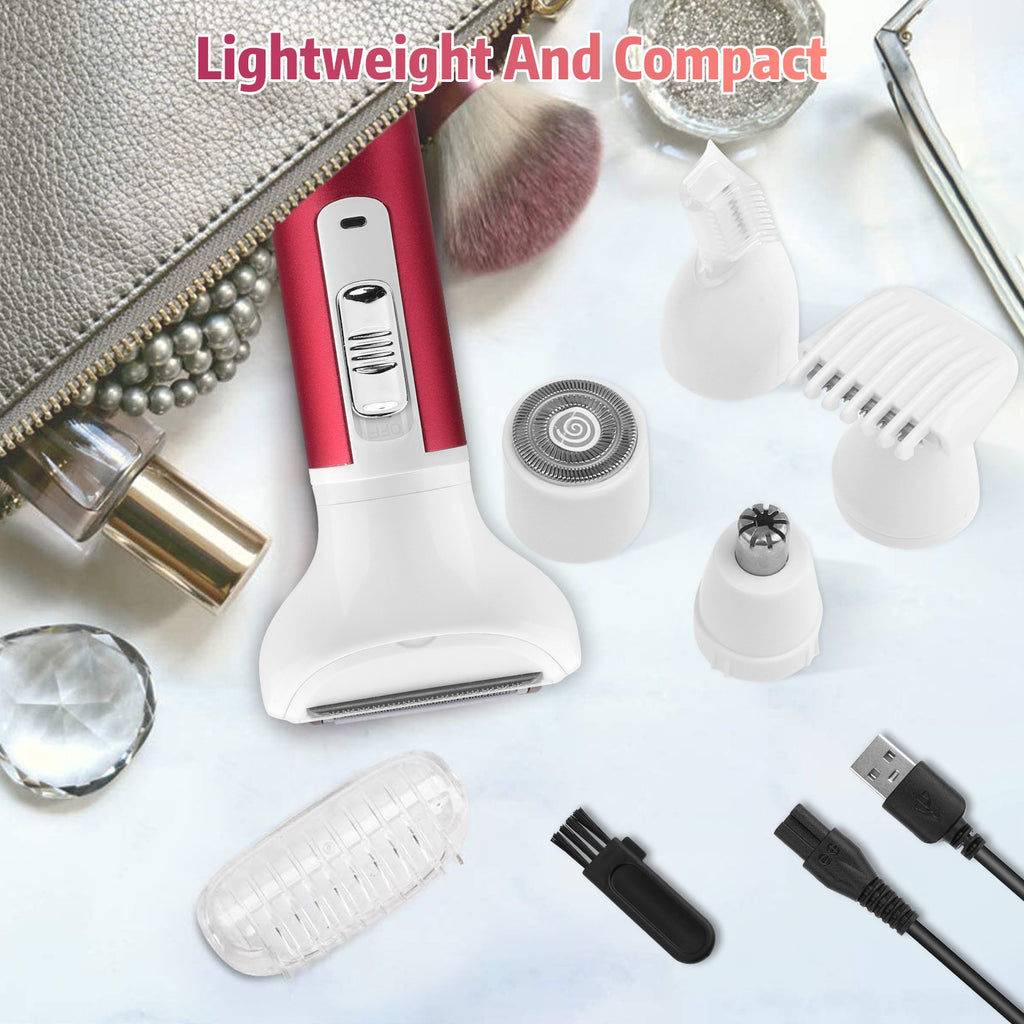 5-in-1 Women Electric Shaver Kit - Wet & Dry Body Razor for Bikini Legs Face