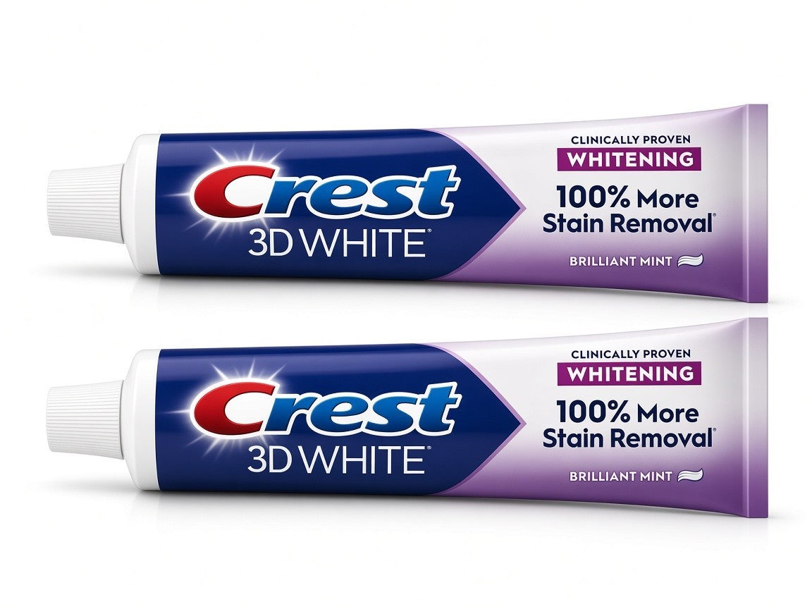 Crest 3D White Fluoride Anticavity Toothpaste 2 Pack - Stain Removal & Whitening