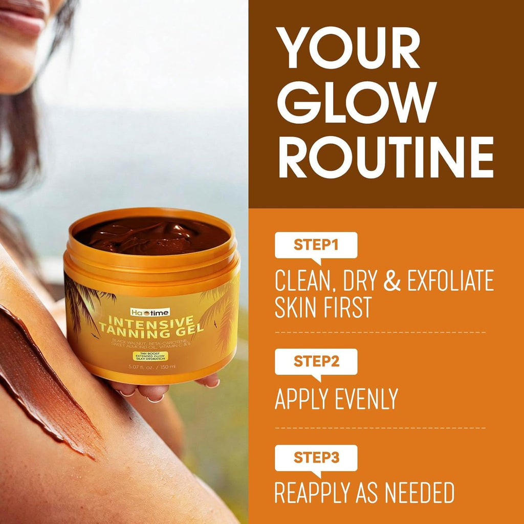 Natural Tanning Accelerator Gel for Deep Bronze Glow - Hydrating Sun Tan Booster