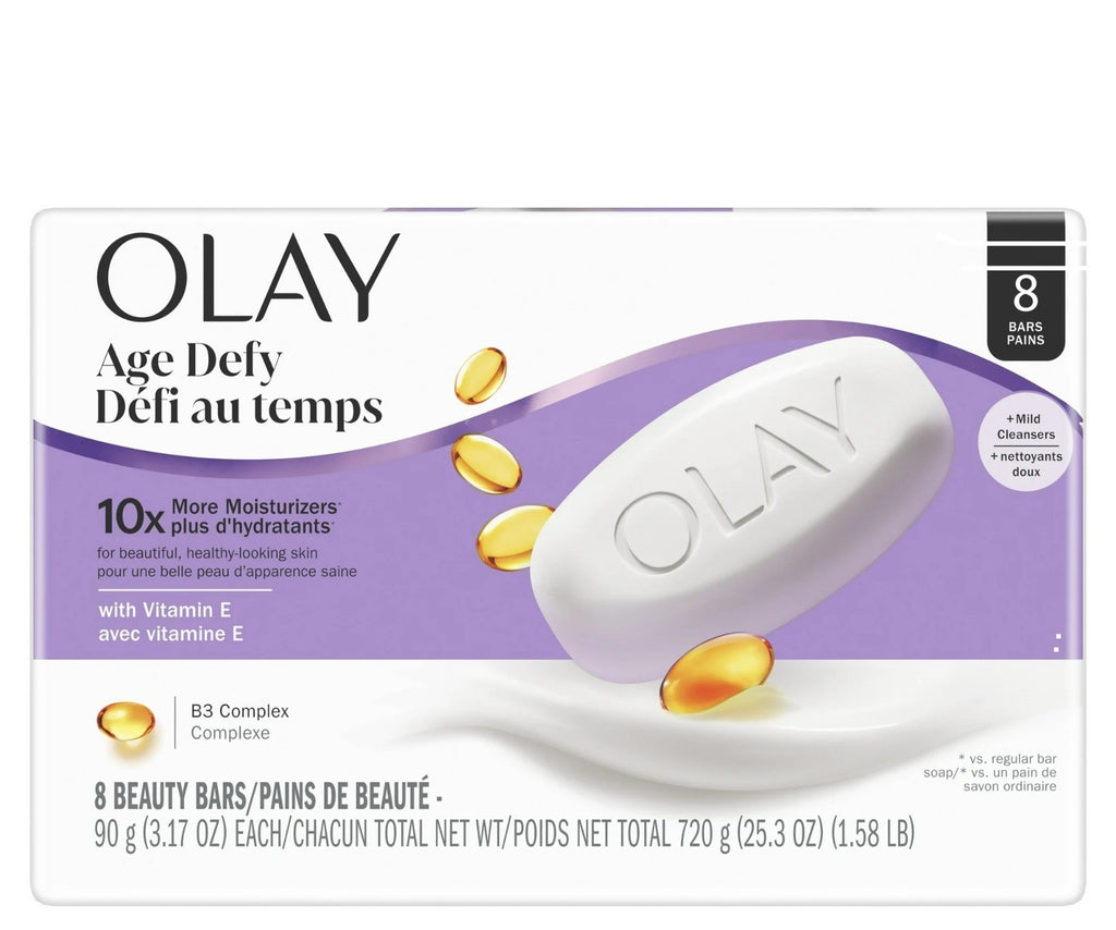 Olay Age-Defying Moisturizing Bar Soap with Vitamin E & B3 - Pack of 8