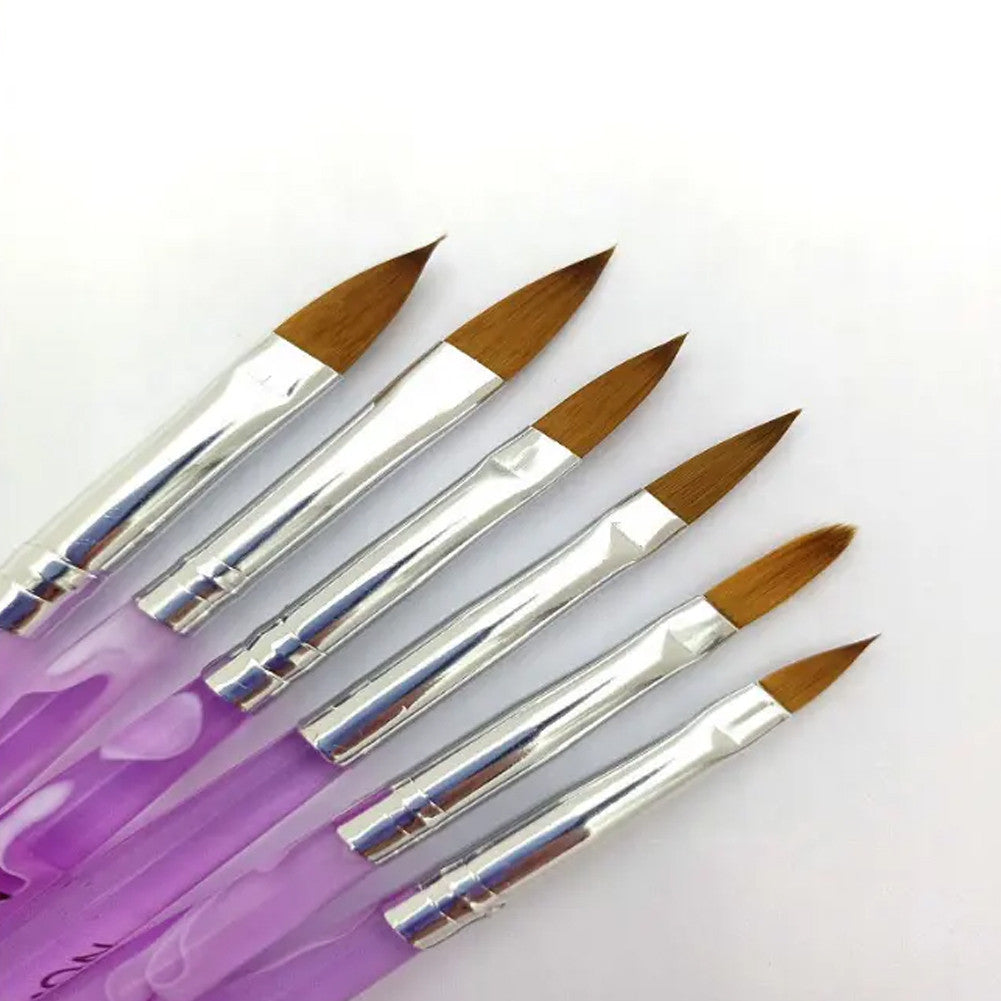 Acrylic Nail Brush Set 6 Sizes Kolinsky Sable Hair for Nail Art & Gel Application