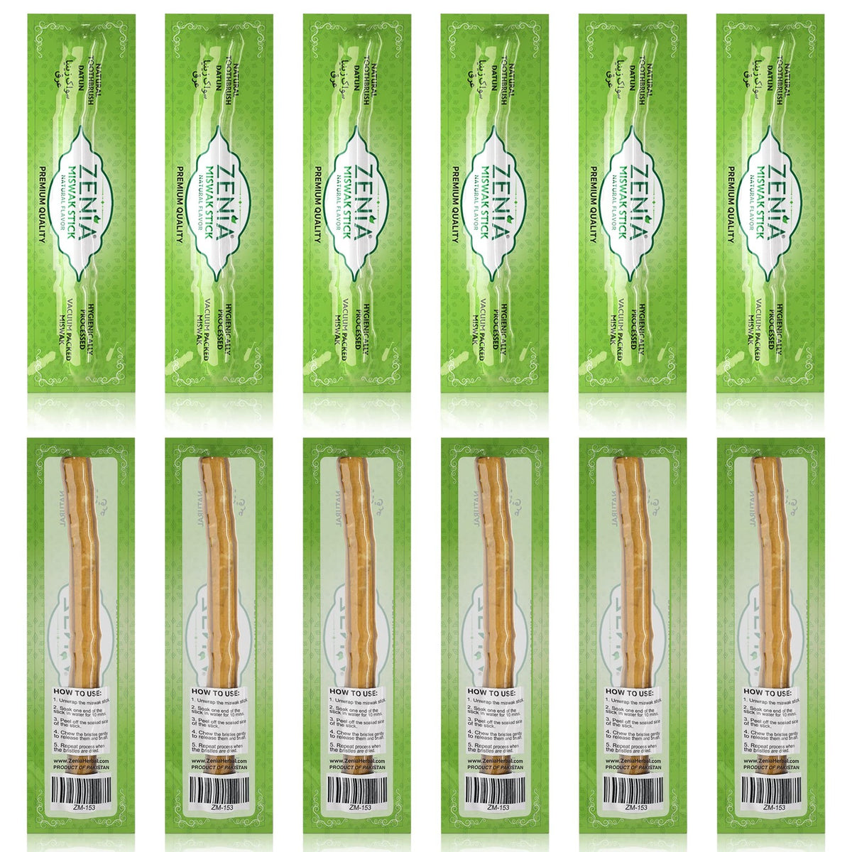 Natural Miswak Toothbrush - Traditional Oral Care, Eco-Friendly, 6-inch Vacuum Sealed Sticks