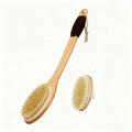Wood Curved Bath Brush with Long Handle for Back Exfoliation