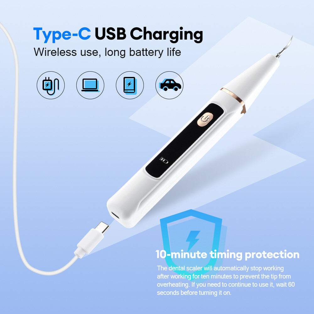 Electric Tooth Cleaner Tartar Plaque Remover Dental Scaler Kit - Ultrasonic Oral Care