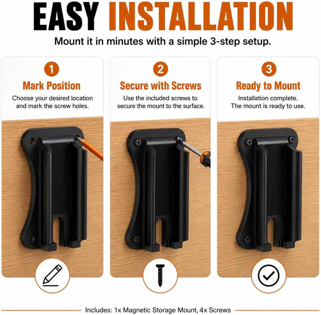 Magnetic Gun Mount Holder 55lbs Concealed Car Wall & Desk Magnet Holster