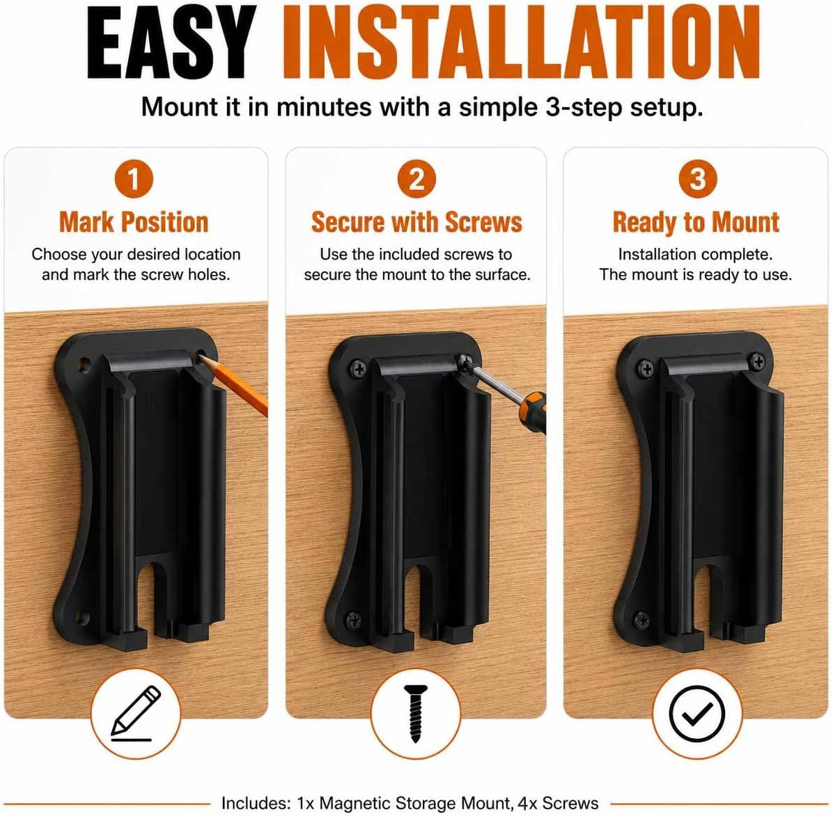 Magnetic Gun Mount Holder 55lbs Concealed Car Wall & Desk Magnet Holster