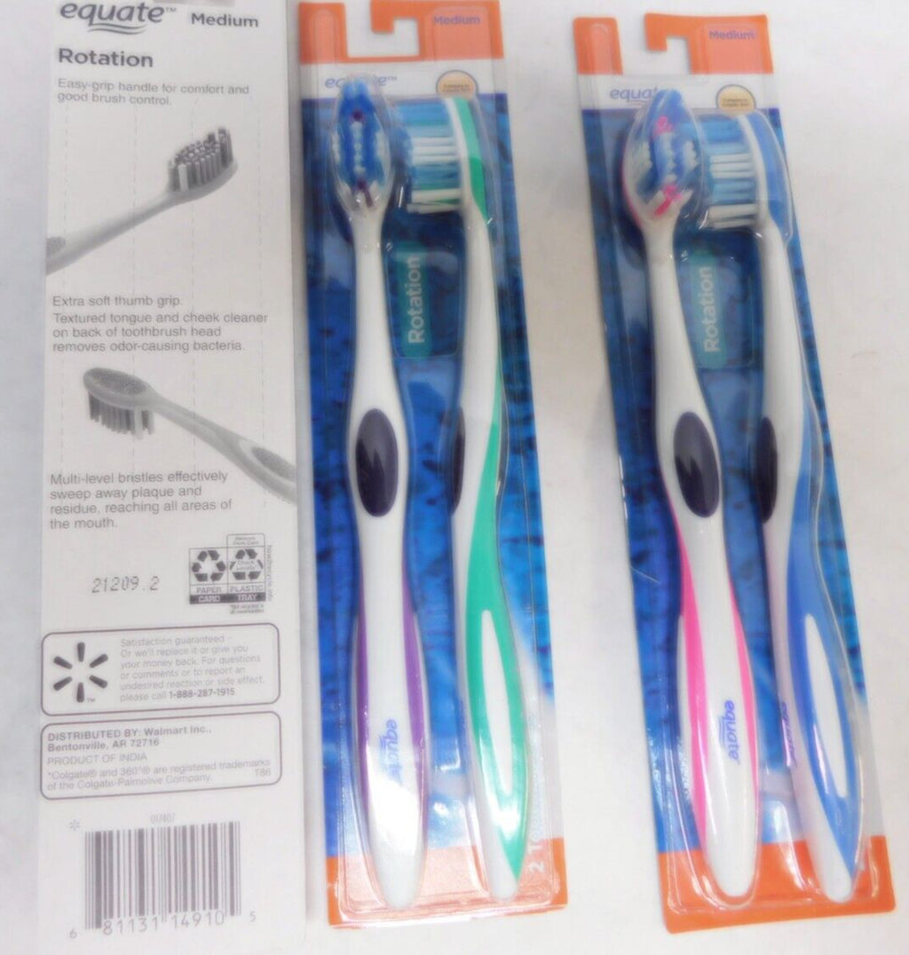 Manual Medium Toothbrush with Tongue & Cheek Cleaner - 6 Pack