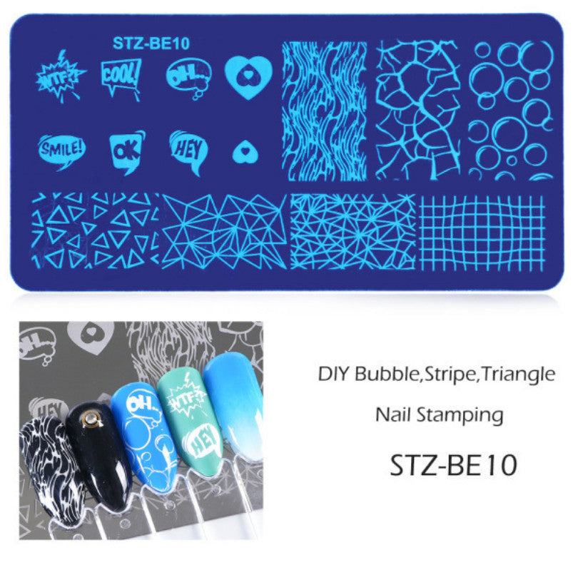 Nail Art Stamping Plate Stainless Steel Bubble Stripe Geometric Design