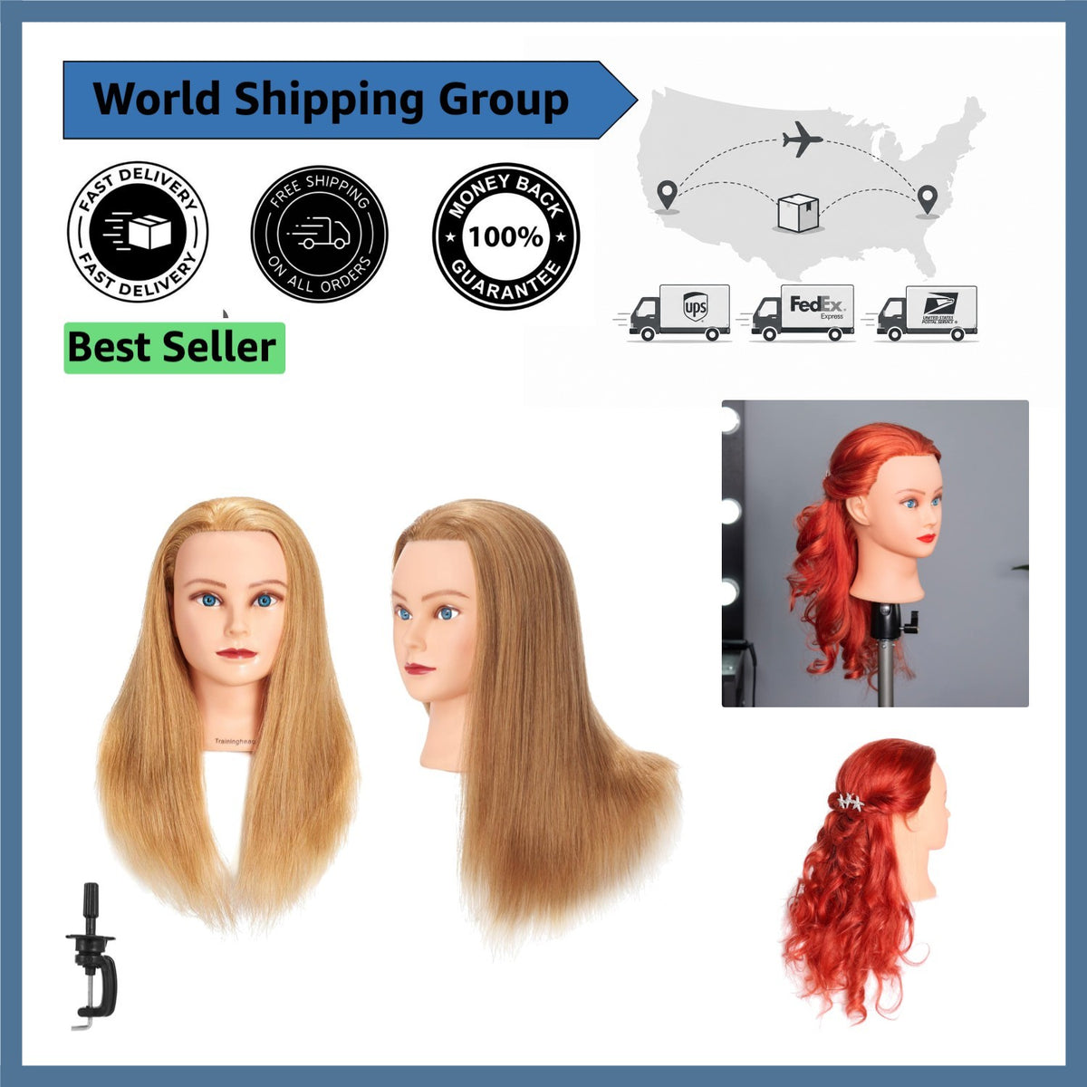 20-22 Inch Blonde Mannequin Head for Hair Styling & Braiding Practice
