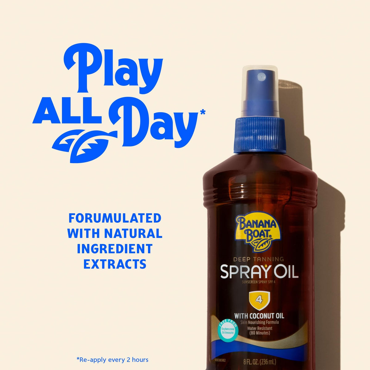 Deep Tanning Oil Spray SPF 4 - Moisturizing Sunless Tanning Oil with Cocoa & Coconut - Pack of 2