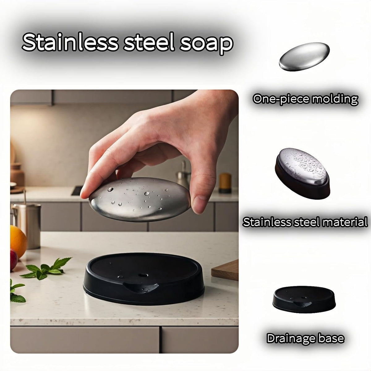 Stainless Steel Odor Removal Bar for Hands & Kitchen Use – Reusable & Durable