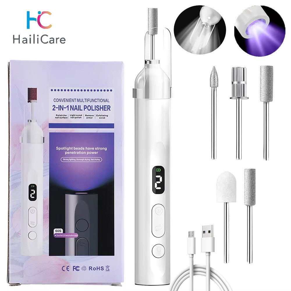 Electric Nail Drill Kit for Thick Toenails with UV Lamp & 6 Grinding Heads