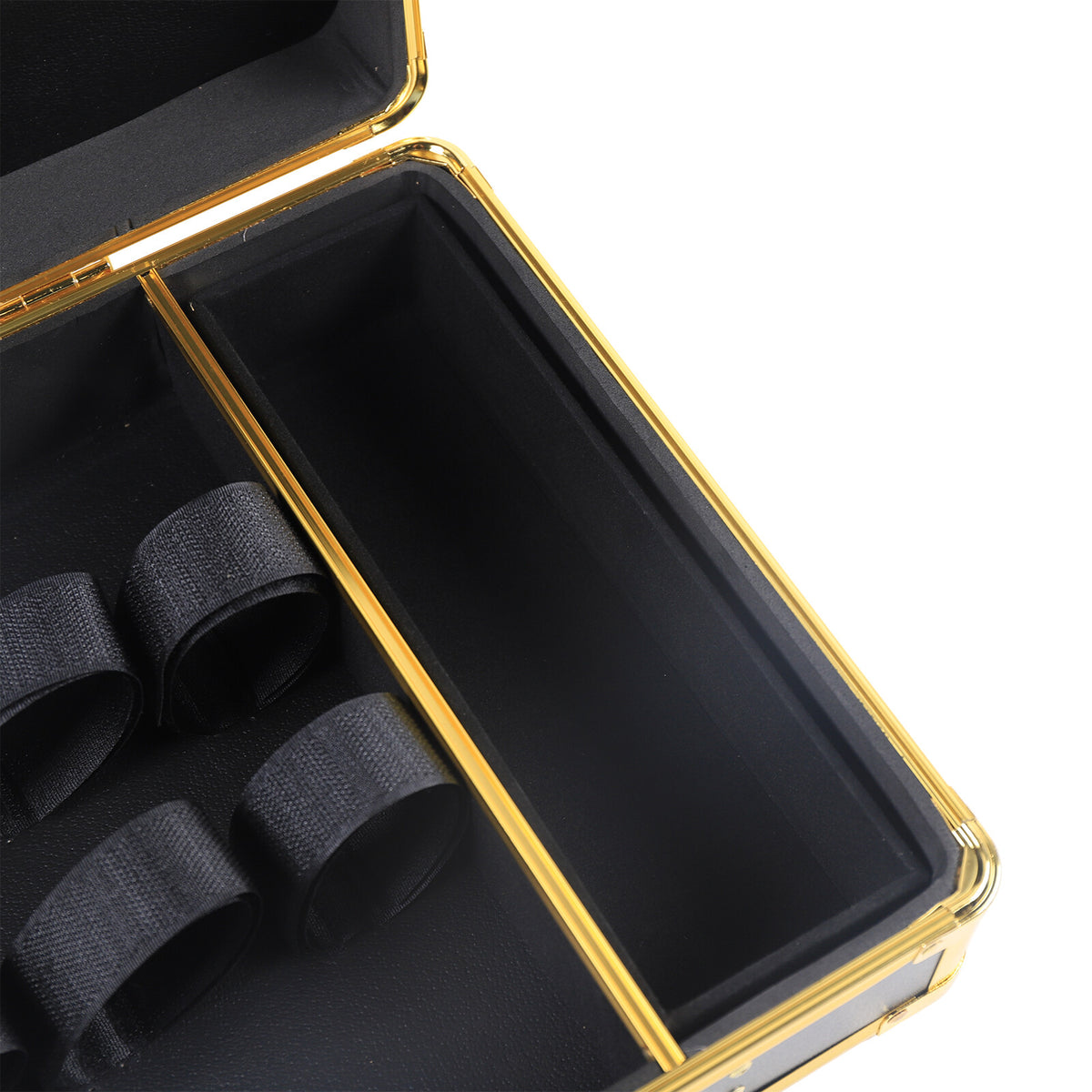 Large Barber Travel Case with Lock Gold Finish for Clippers & Tools
