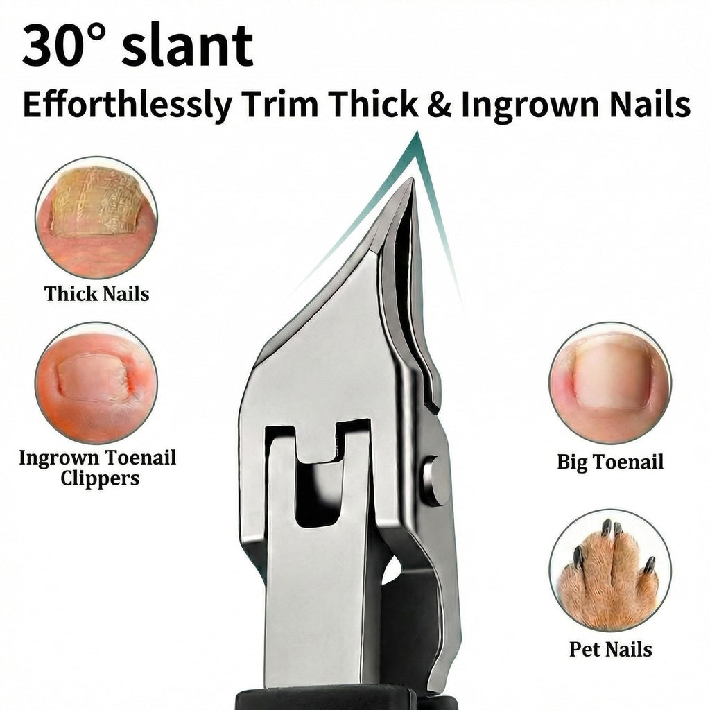 Senior Thick Nail Clippers 30° Angled Wide Jaw for Toenails Safety