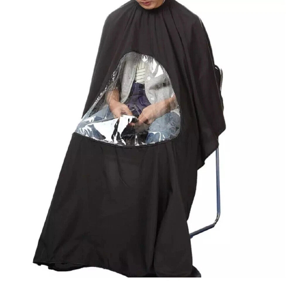 Professional Barber Hair Cutting Cape with Viewing Window - Salon Styling Drape