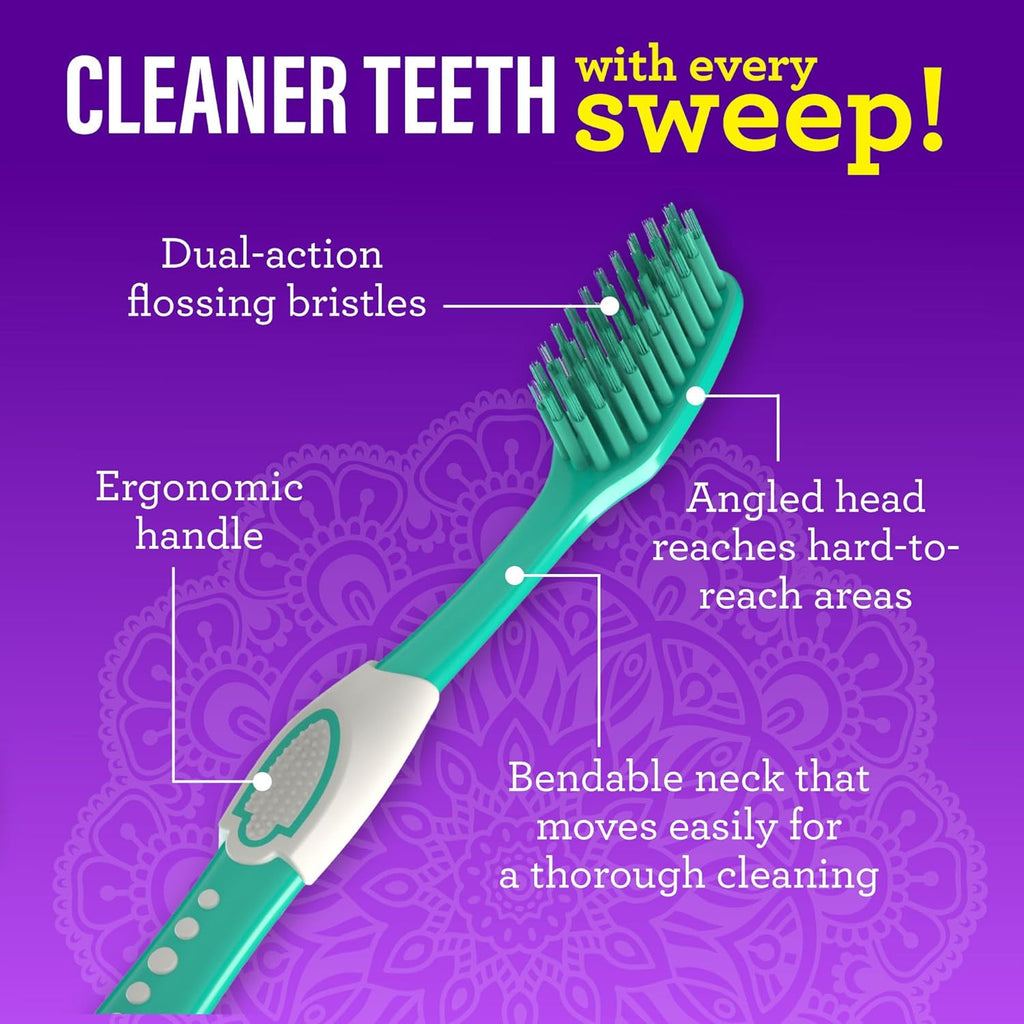 Adult Soft Toothbrush with Floss Fusion Design - 8 Pack