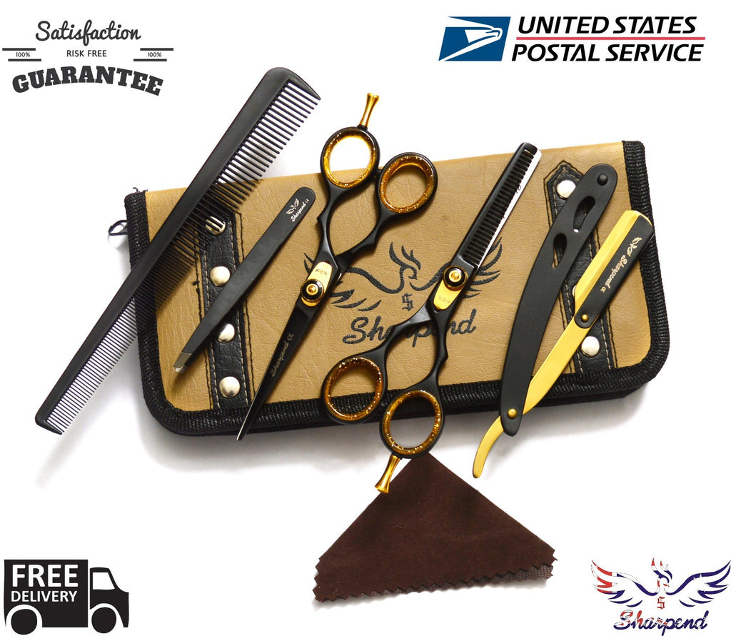 Professional Hairdressing Thinning & Cutting Scissors Set - 5.5 Inch with Razor & Pouch