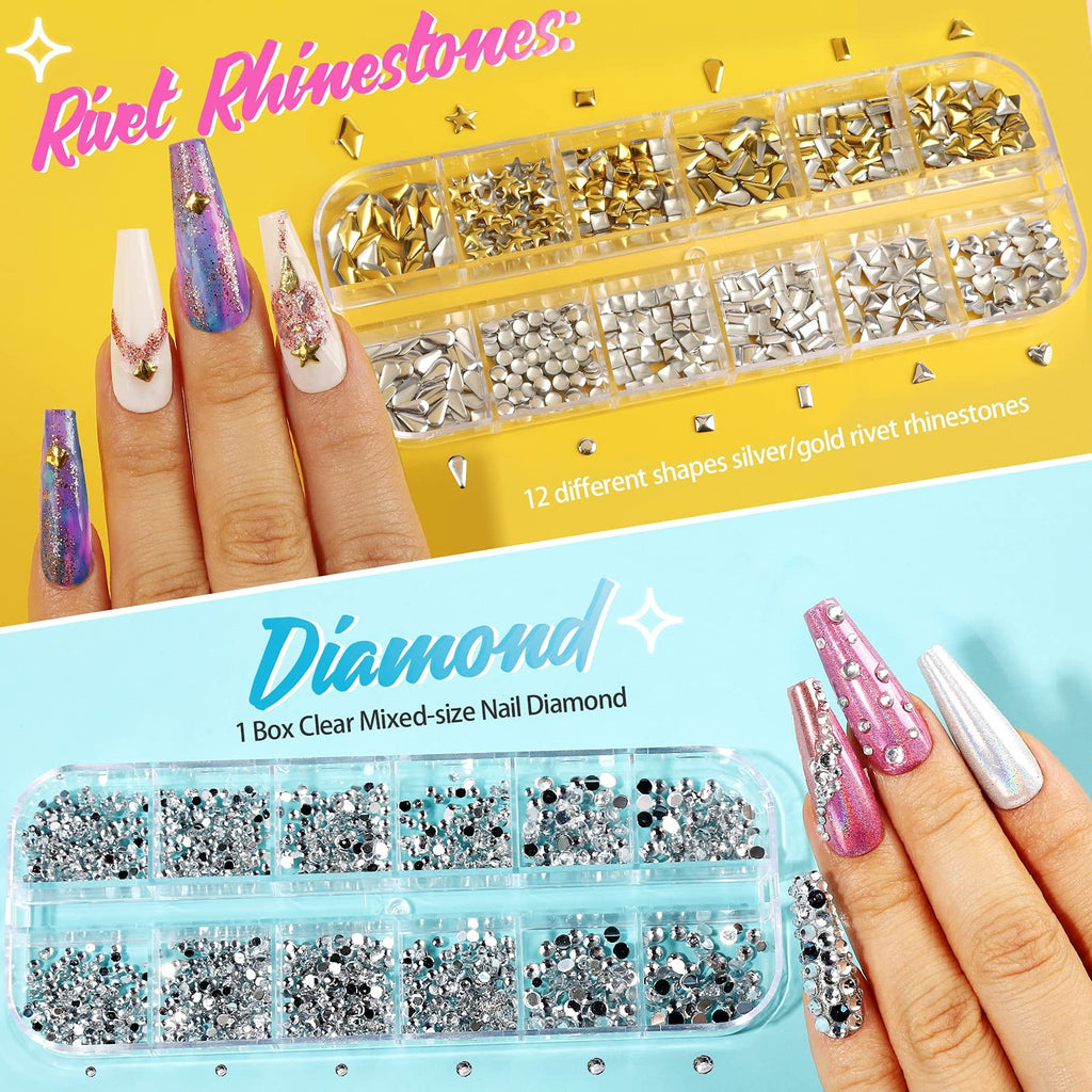 41-Box Nail Rhinestones Gems Kit for Nail Art & Design