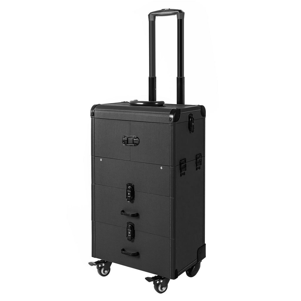 Lockable Rolling Makeup Organizer Trolley with Mirror and Storage