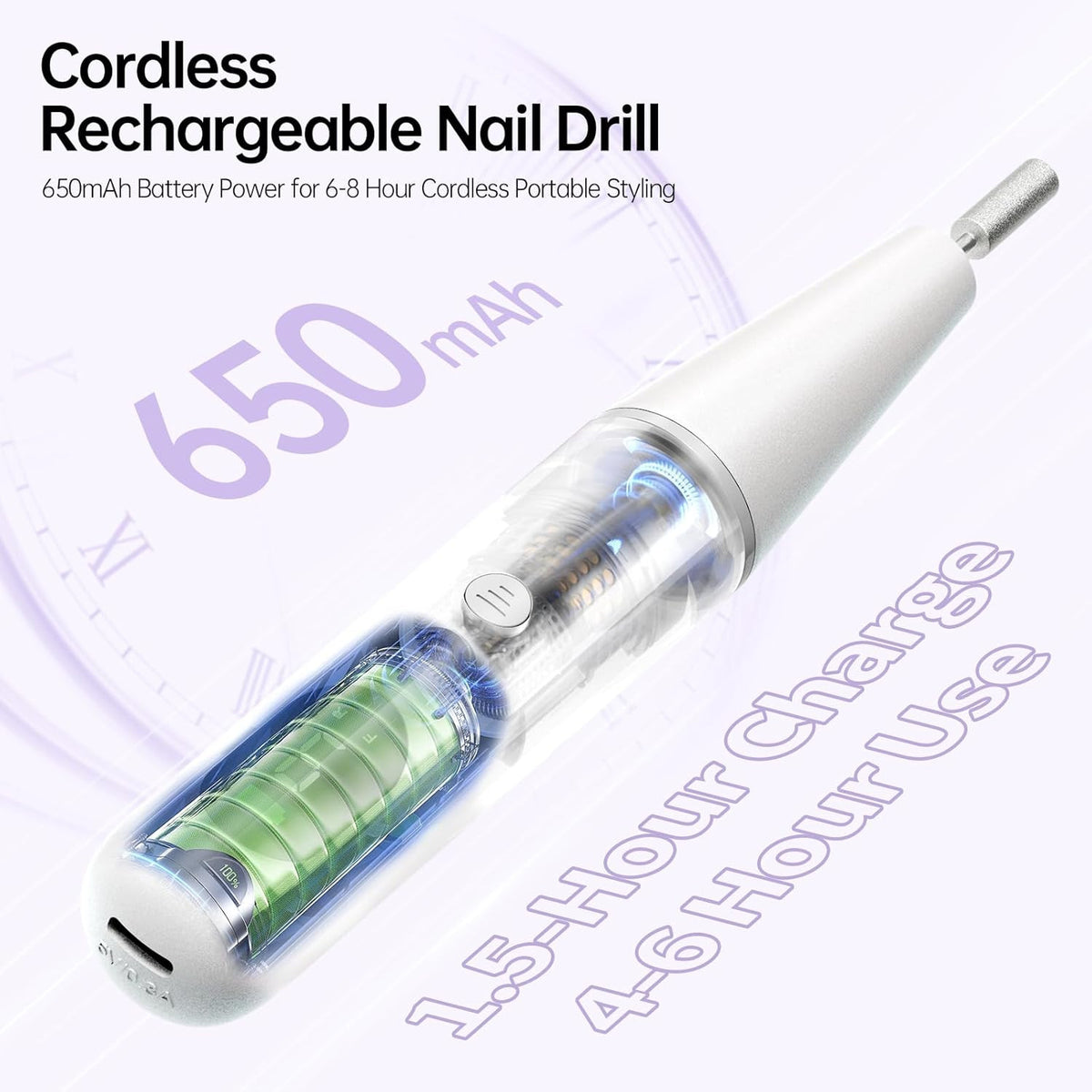 Cordless Electric Nail Drill Kit for Acrylic Gel & Dip Nails - Portable Manicure Tool