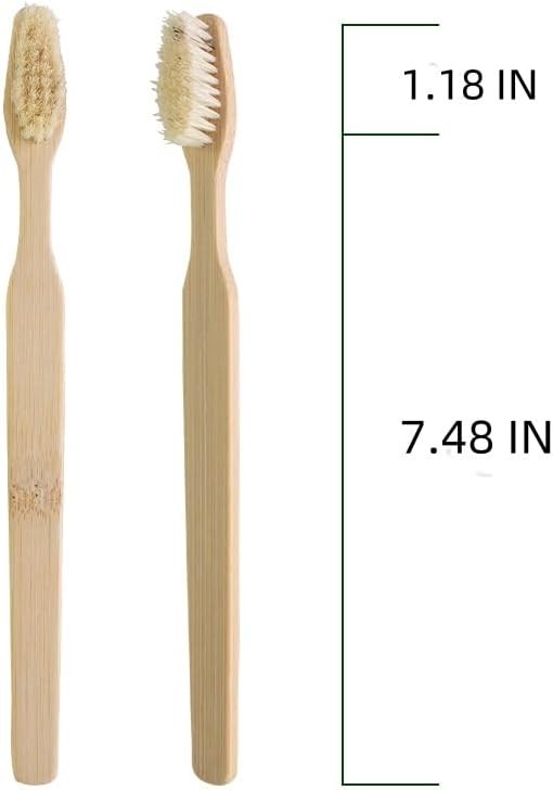 Bamboo Toothbrush Set with Boar Bristles - Biodegradable Natural Wooden Handle