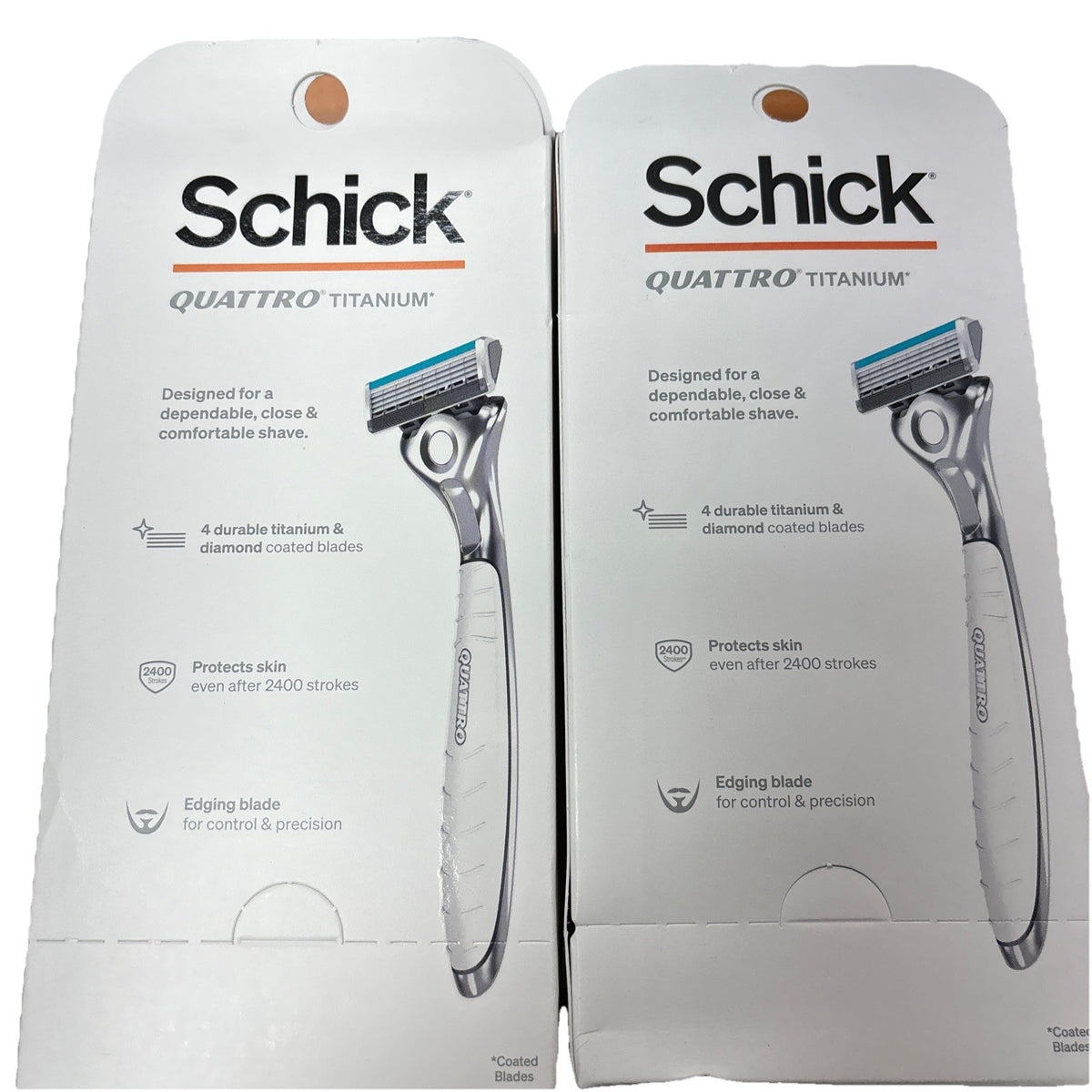 2 Pack Men Razor Cartridges with 4 Blades - Compatible with Schick Quattro Titanium
