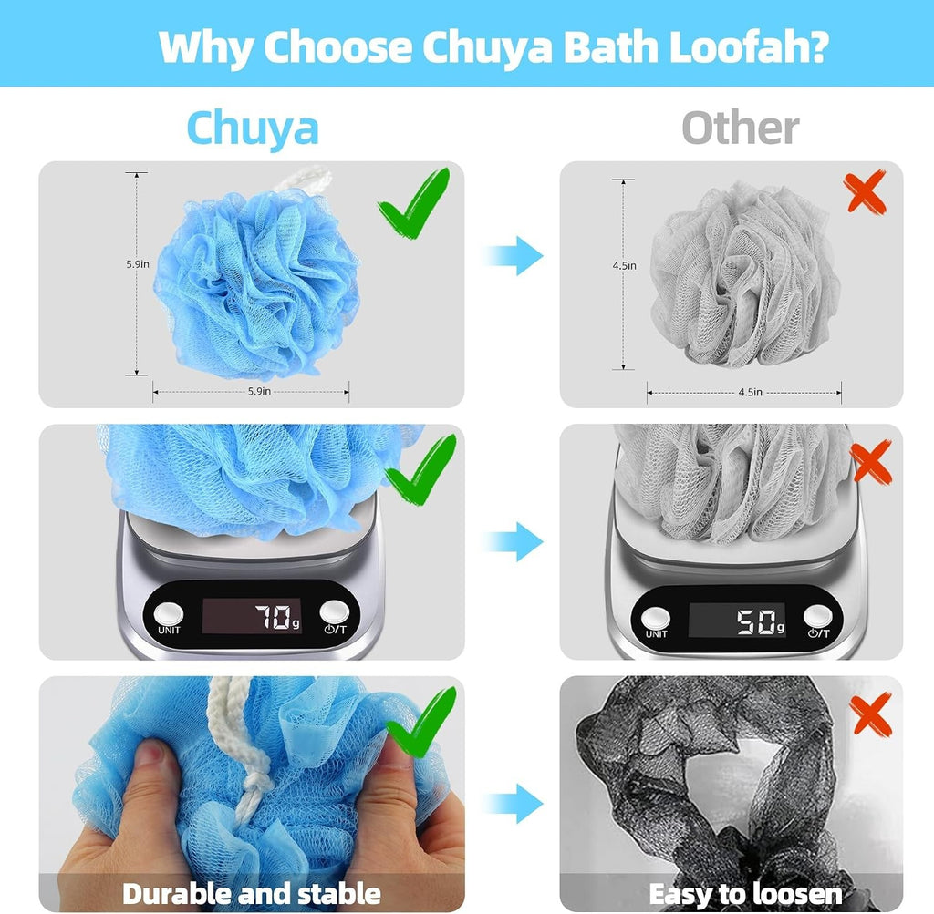 Bath Loofah Balls Set of 4 – Durable Shower Scrubber Sponges for Body Cleaning