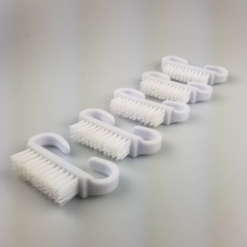 5 Pack White Nail Cleaning Brushes Set - Manicure Tool