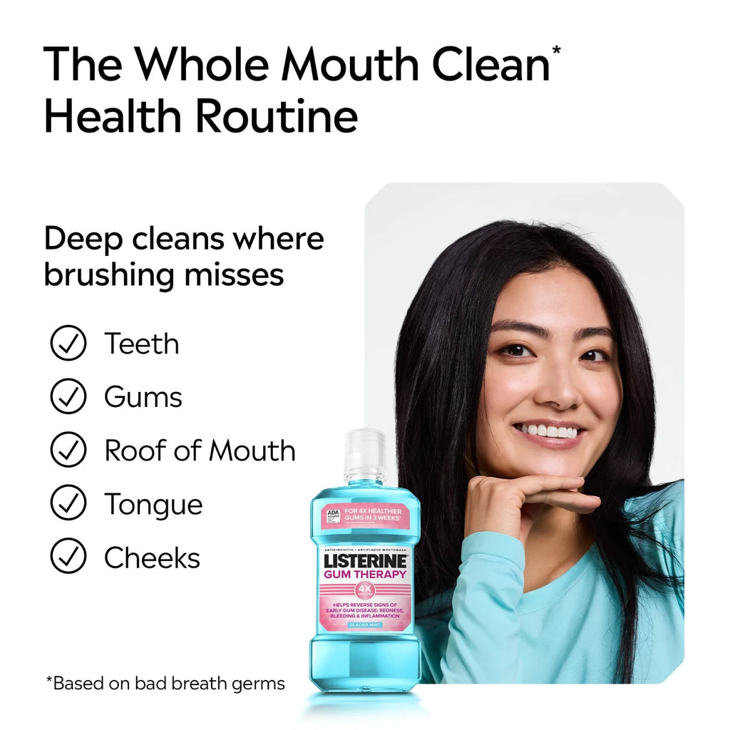 Gum Disease Mouthwash Glacier Mint 1L - Antigingivitis Oral Rinse for Gum Care