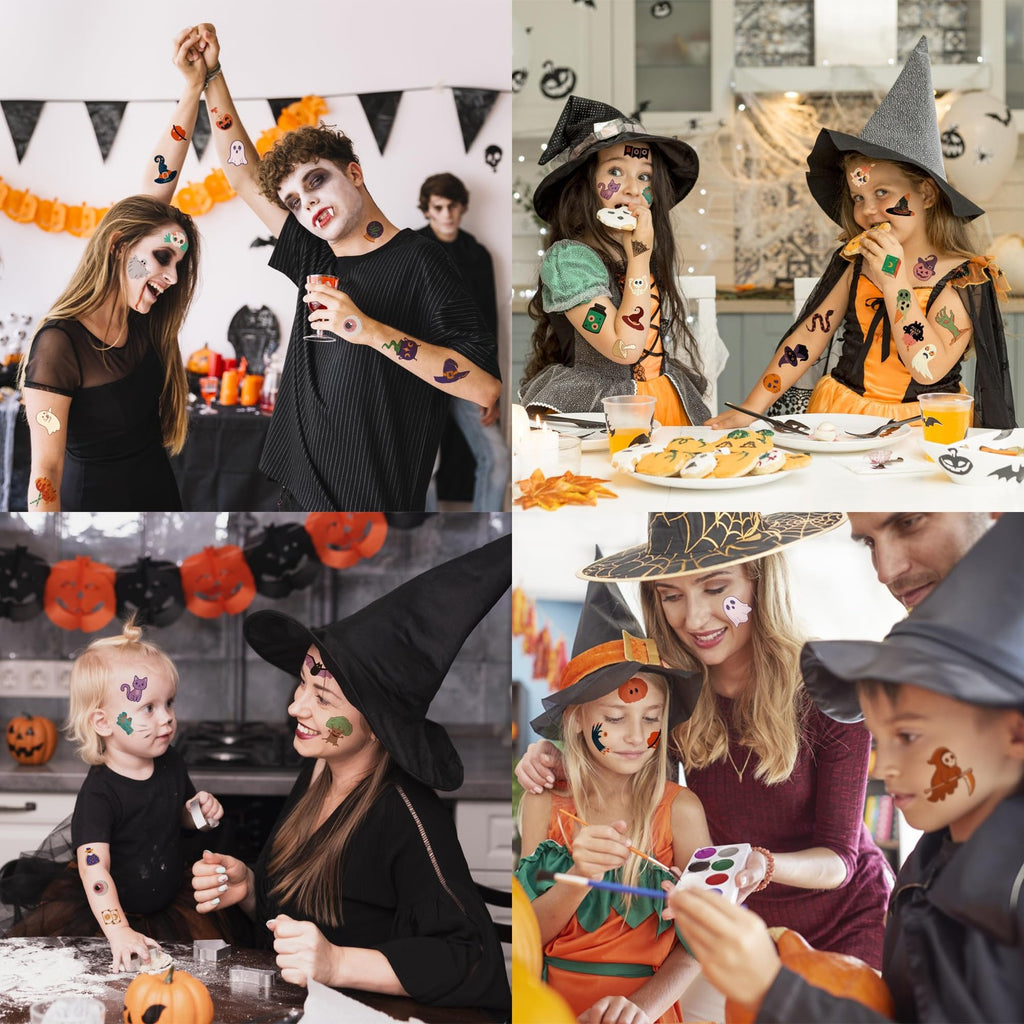 Temporary Tattoos for Kids Halloween 190-Piece Party Favors, 6.9x12 cm Sheets
