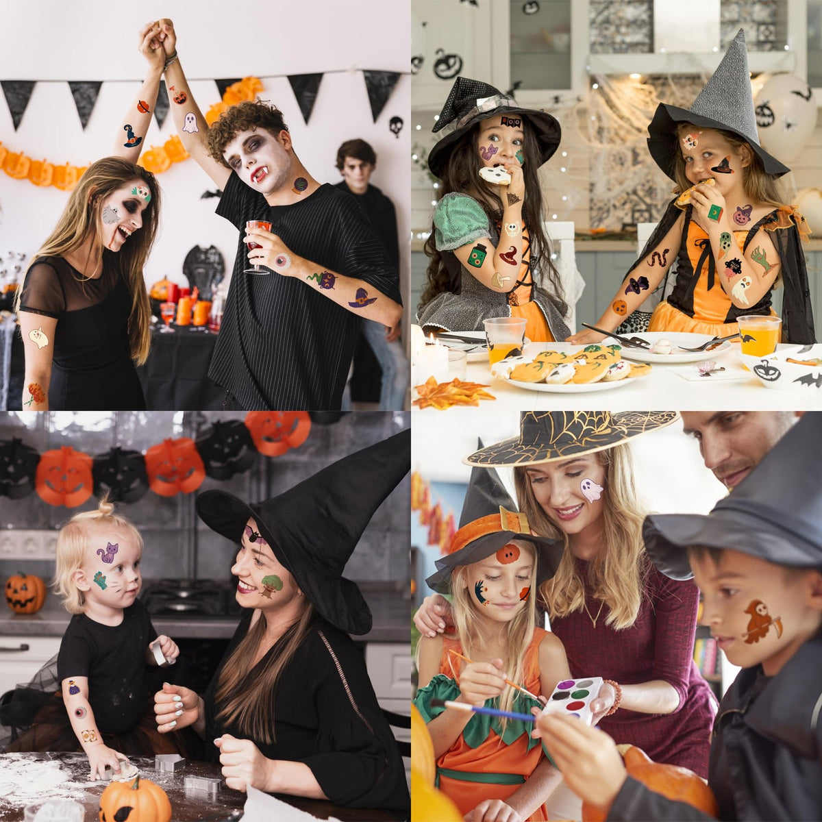 Temporary Tattoos for Kids Halloween 190-Piece Party Favors, 6.9x12 cm Sheets