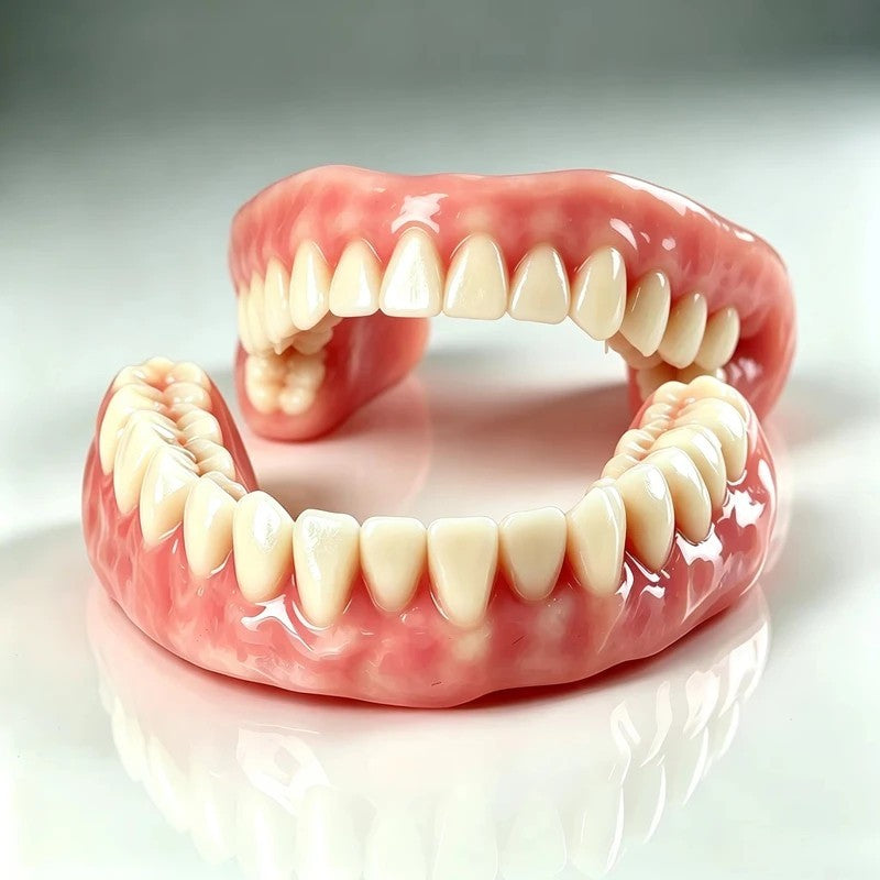 Silicone Denture Cosmetic Teeth Set Upper & Lower for Costume & Photography