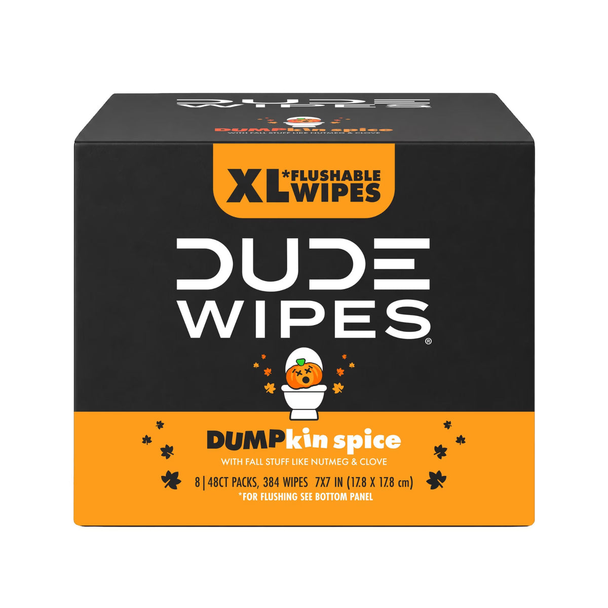 8 Pack XL Flushable Wipes with Pumpkin Spice Scent - 384 Total