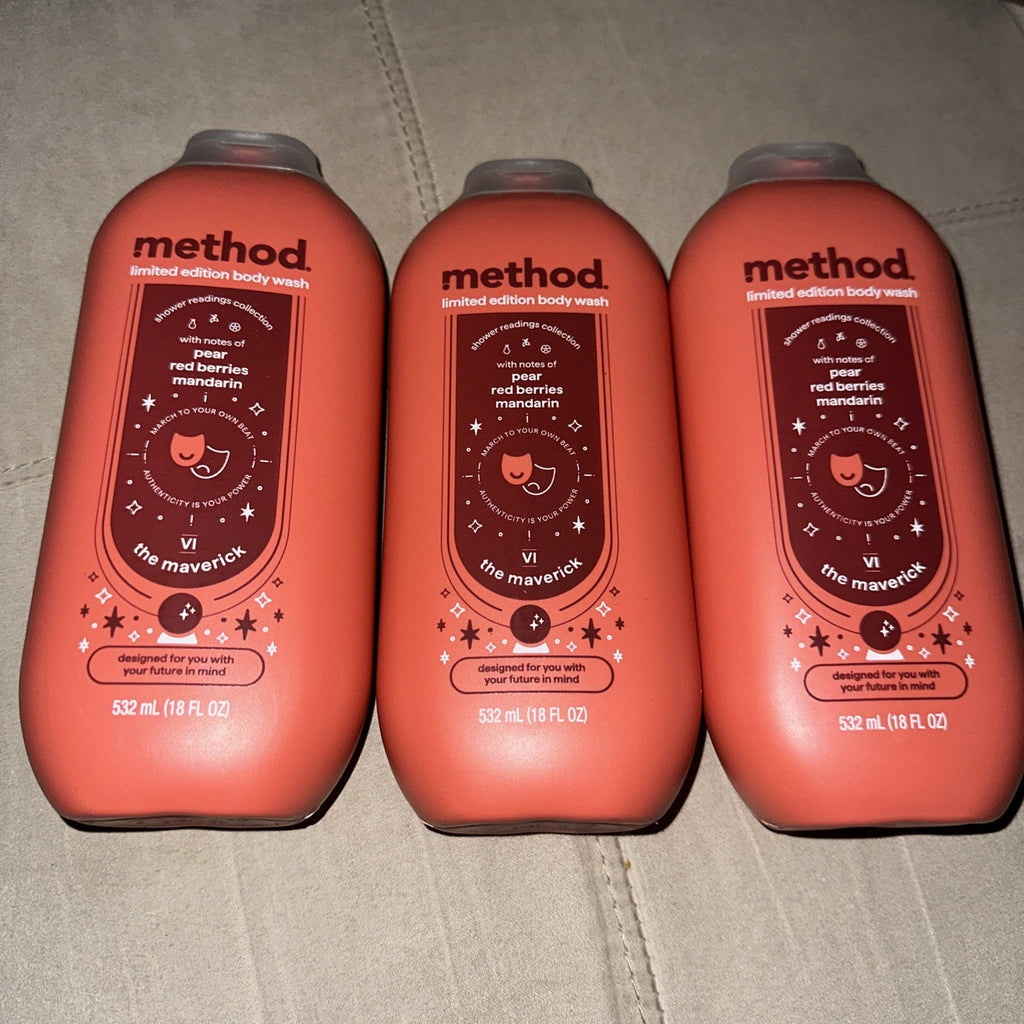Method Pear Red Berries Mandarin Body Wash Set – 3 Bottles, 18 oz Each, Limited Edition