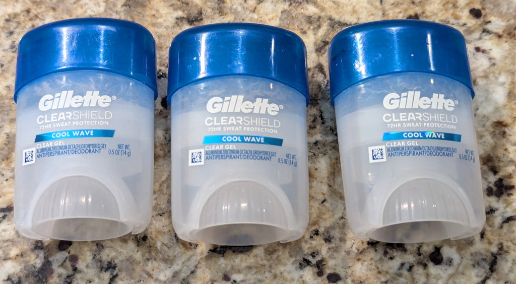 Gillette Cool Wave Mini Deodorant Travel Size 0.5oz Pack of 3