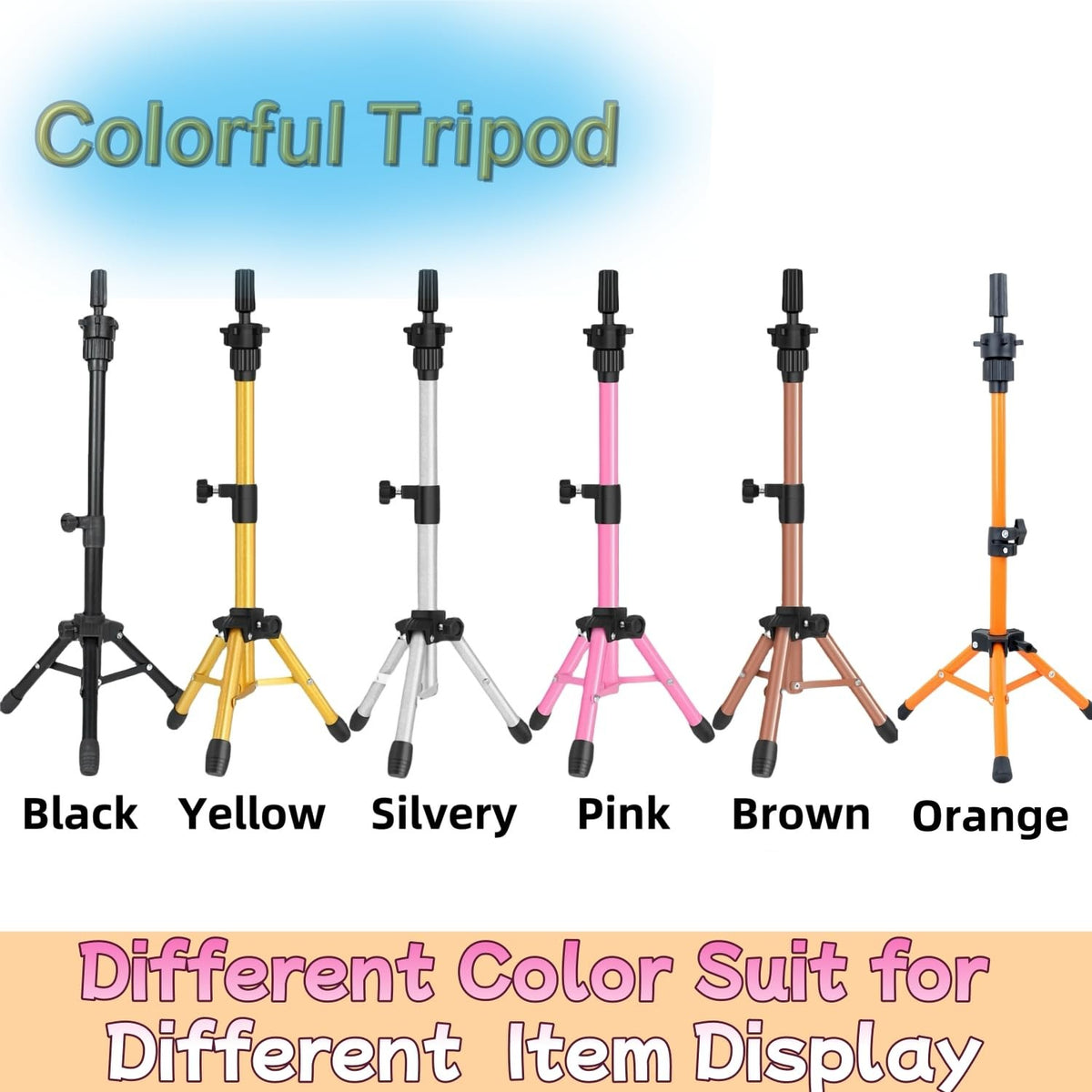 Adjustable 25 Inch Wigs Mannequin Head Stand with Tripod Base for Hair & Hat Display
