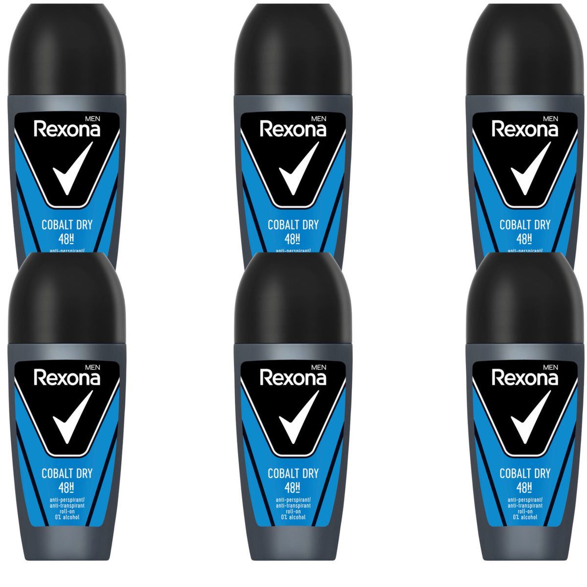 Men's Cobalt Antiperspirant Roll-On - Long-Lasting 48-Hour Protection, 6 Pack
