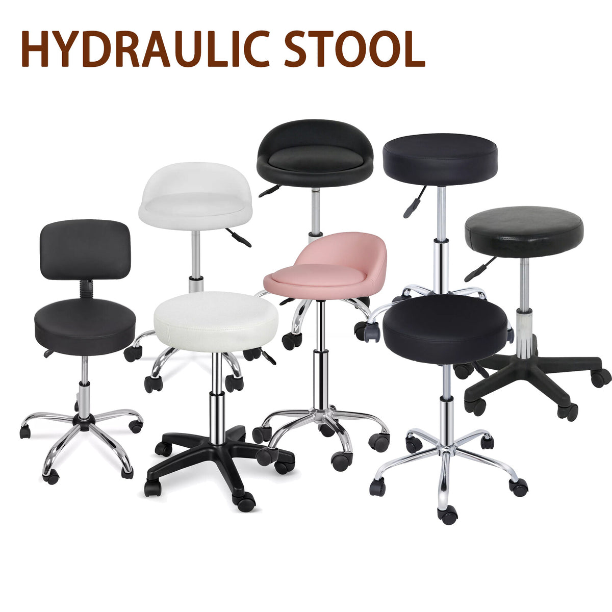 Adjustable Hydraulic Salon Stool with Back Rest for Hair, Tattoo, and Beauty Chairs