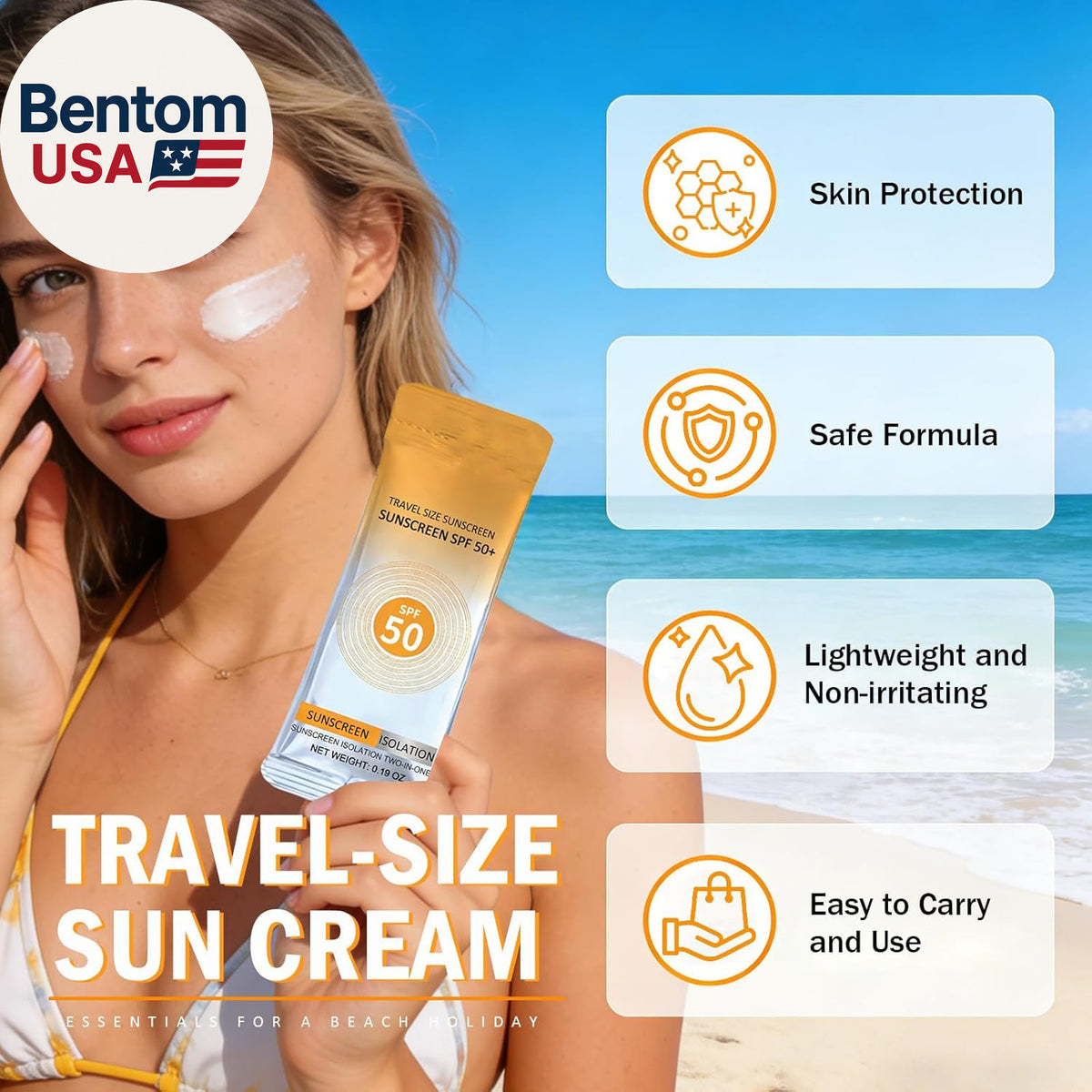 Travel Size Sunscreen SPF 50+ Bulk Pack - Mini Face & Body Sun Protection