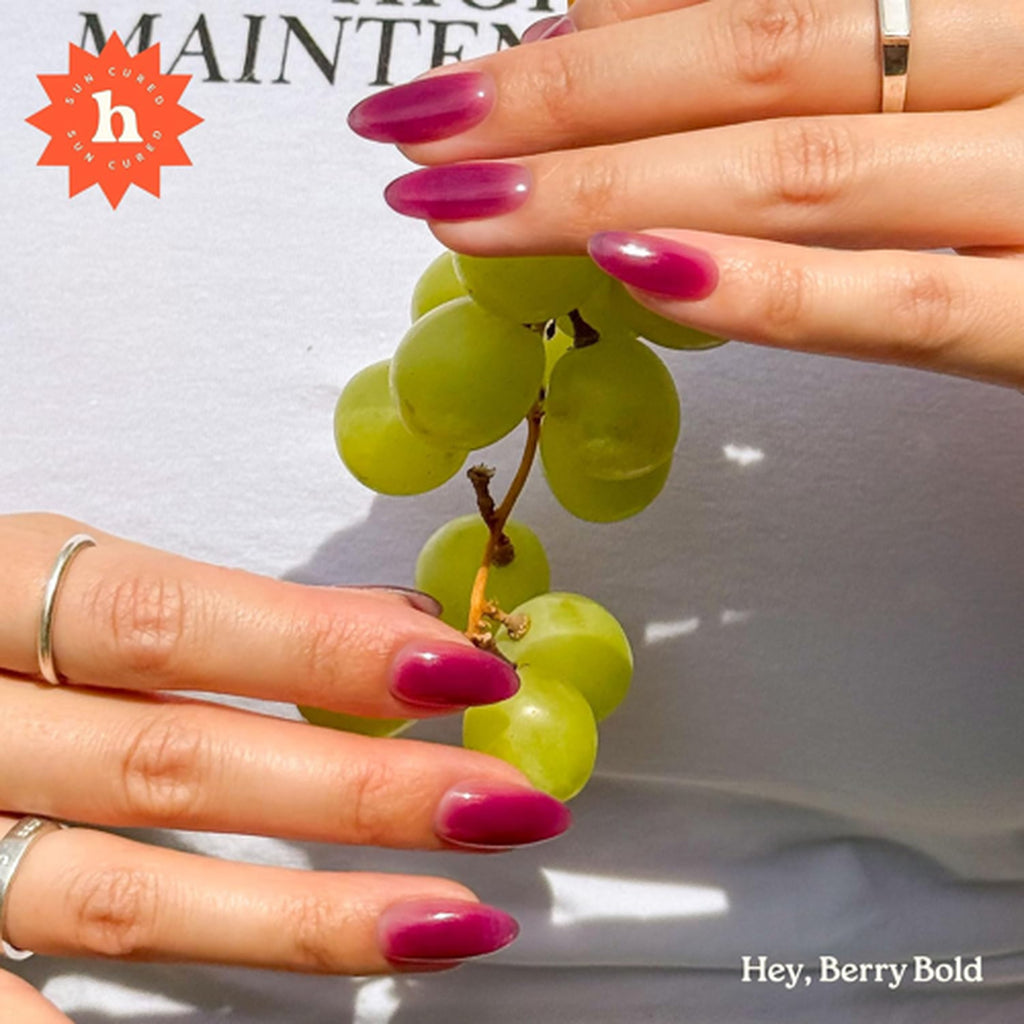Semi Cured Gel Nail Strips Hey Berry Bold Nail Art Wraps for Manicure