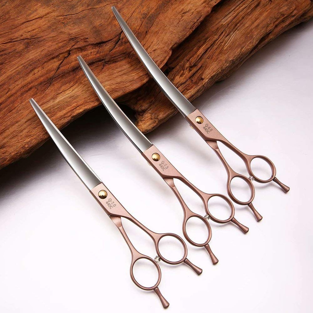 Professional Curved Dog Grooming Scissors 7.5'' Rose Gold Stainless Steel
