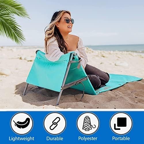 Portable Beach Mat Lounge Chair with Adjustable Backrest and Tote - Blue