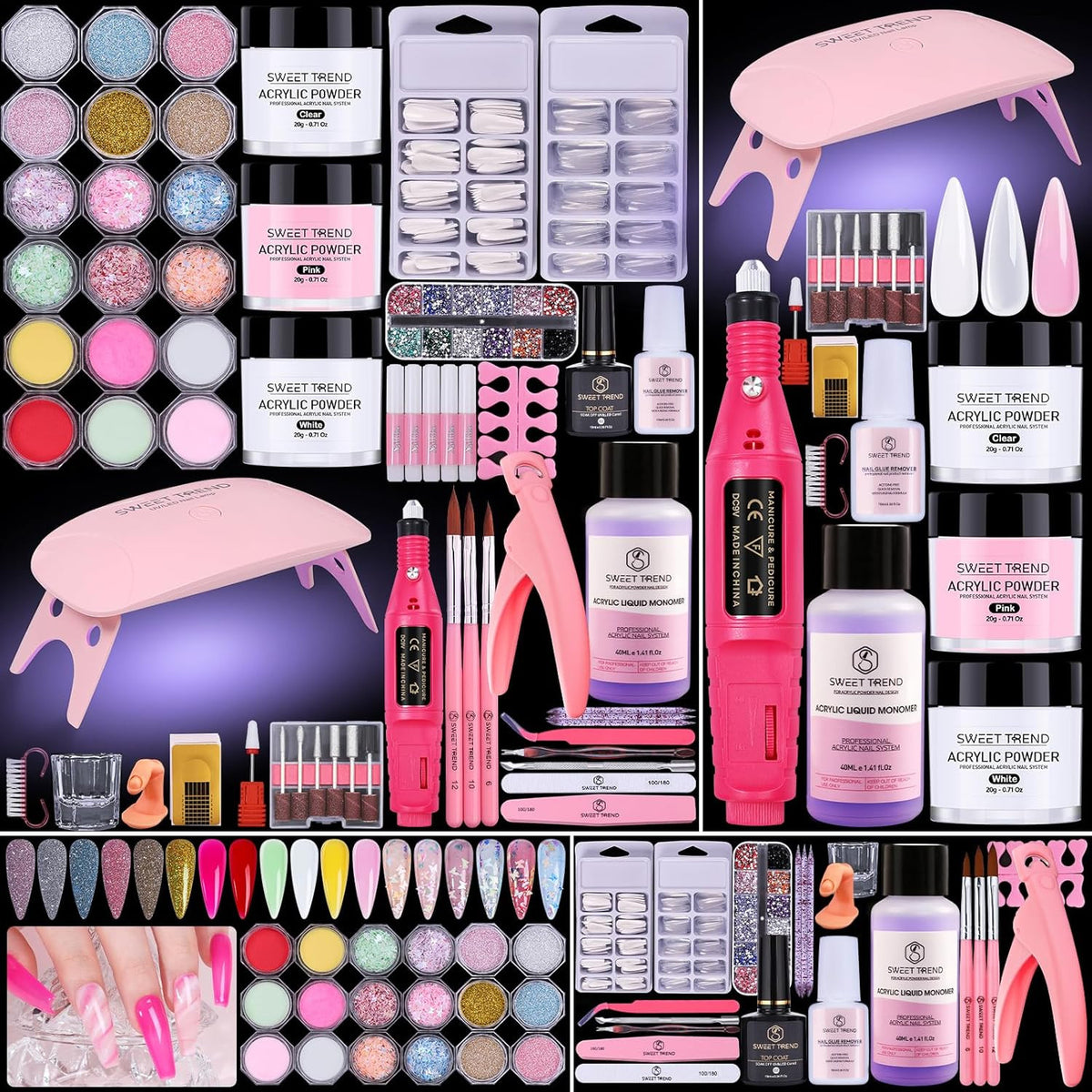 Professional Acrylic Nail Kit with UV Lamp & Tools for Beginners